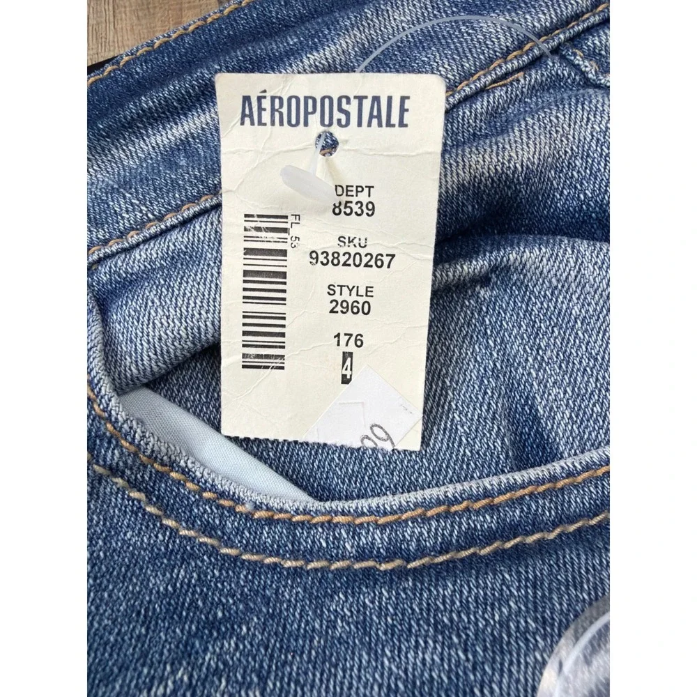 Aeropostale Tokyo Darling Women High Waisted Denim Shorty Shorts Blue Size 4 NWT